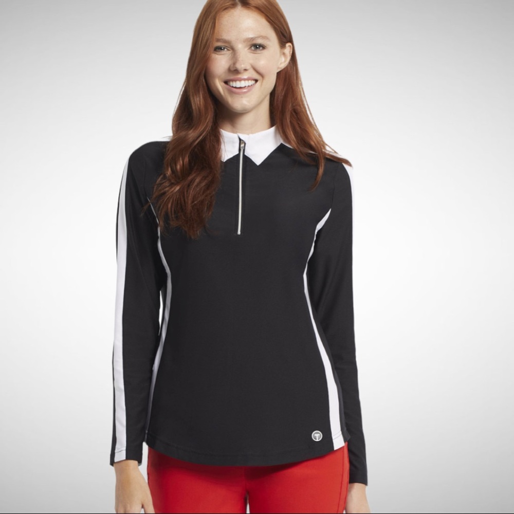 Tribal B/W Long Sleeve Half Zip Sport Top with UPF50 S